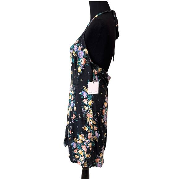 NWT O'NEILL Black Floral Sleeveless Halter Neck Mini Wren Dress Size XL - Picture 7 of 9